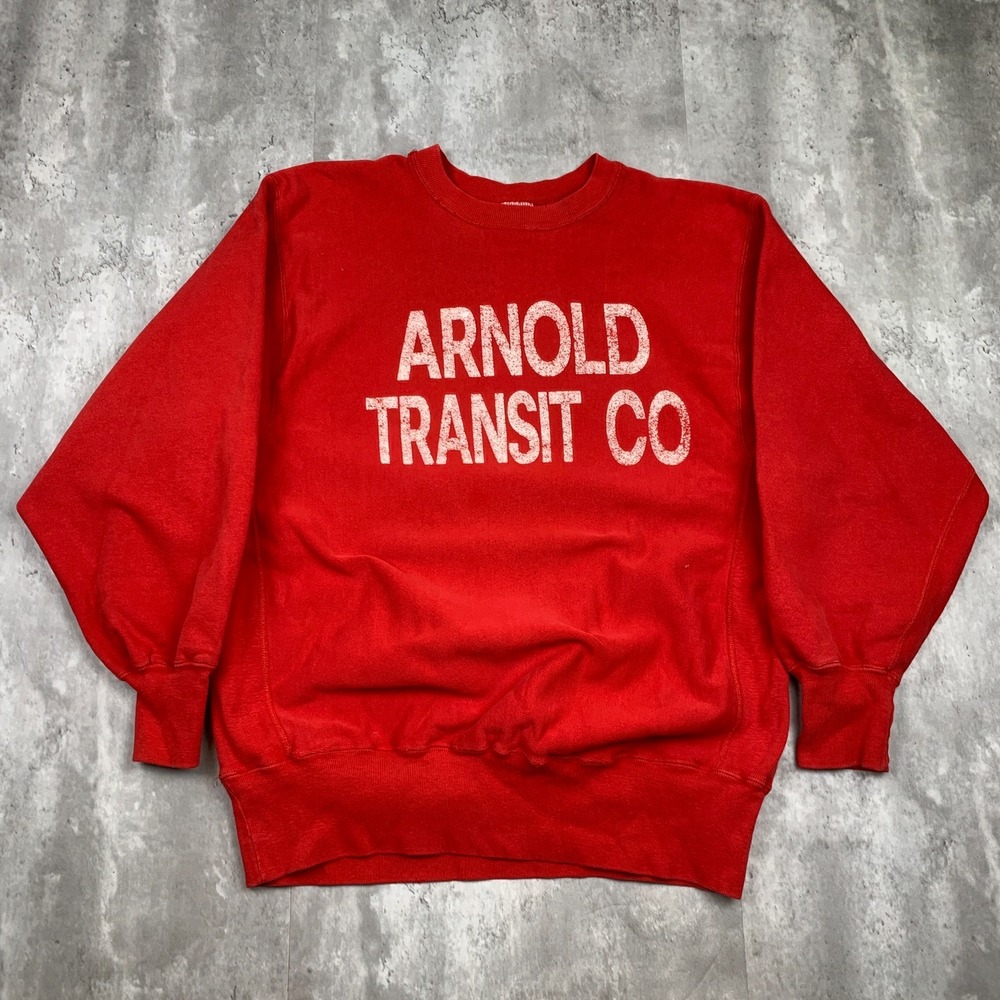Vintage Champion Sweatshirt Mens XL Arnold Transit Co Reverse Weave Pullover 80s